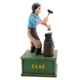 John Deere Cast Iron Mechanical Bank- Blacksmith With Anvil