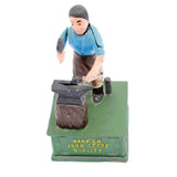 John Deere Cast Iron Mechanical Bank- Blacksmith With Anvil