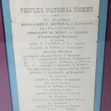 Rare J.& E. Stevens 1878 Butler Cast Iron Still Bank with Framed Peoples National Political Ticket Stub