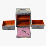 Antique Small Gold & Silver Coin Carriage Box With Brass Handle