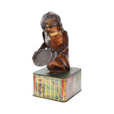 Early 1900's German Tin Litho Monkey With Tray Mechanical Bank