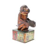 Early 1900's German Tin Litho Monkey With Tray Mechanical Bank