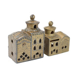 2 - Antique A.C. Williams Cast Iron Still Penny Banks - 3 Story Mosque & 2 Story Mosque