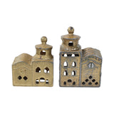 2 - Antique A.C. Williams Cast Iron Still Penny Banks - 3 Story Mosque & 2 Story Mosque