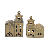 2 - Antique A.C. Williams Cast Iron Still Penny Banks - 3 Story Mosque & 2 Story Mosque