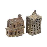2 - Antique A.C. Williams Cast Iron Still Banks- A Domed Bank & Colonial House with Chimney