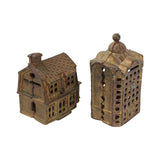 2 - Antique A.C. Williams Cast Iron Still Banks- A Domed Bank & Colonial House with Chimney