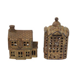 2 - Antique A.C. Williams Cast Iron Still Banks- A Domed Bank & Colonial House with Chimney