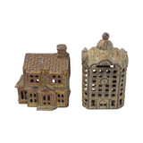 2 - Antique A.C. Williams Cast Iron Still Banks- A Domed Bank & Colonial House with Chimney