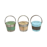 3 - 1930's Sand Bucket Tin Prosperity Banks- "Penny Saved; Penny Earned"