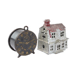 2 Antique Banks - A.C. Williams Colonial House Cast Iron Bank & Money Saver Round Bank