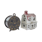 2 Antique Banks - A.C. Williams Colonial House Cast Iron Bank & Money Saver Round Bank