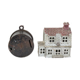 2 Antique Banks - A.C. Williams Colonial House Cast Iron Bank & Money Saver Round Bank