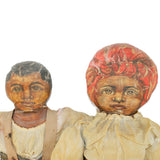 Early 1900’s Painted Face Black Americana Folk Dolls (Male & Female)