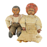 Early 1900’s Painted Face Black Americana Folk Dolls (Male & Female)