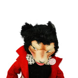 1945 - 1955 "Willie The Wolf" Doll by Gund Manufacturing With Button and Gold Link Chain