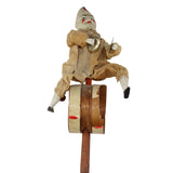 Rare Early 1900’s German Clapper Composition Clown and Drum Roll on Stick