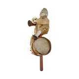 Rare Early 1900’s German Clapper Composition Clown and Drum Roll on Stick