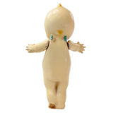 Antique 8 1/2" Tall Composite Kewpie Doll with Heart Sticker & Green Wings