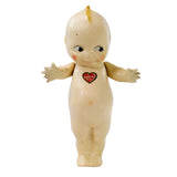 Antique 8 1/2" Tall Composite Kewpie Doll with Heart Sticker & Green Wings
