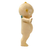 Antique 8 1/2" Tall Composite Kewpie Doll with Heart Sticker & Green Wings
