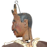 Antique 33-1/2" Tall Hand Carved Wooden Devil Puppet With Iron Control Rods