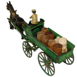 1920’s Cast Iron Kenton Horse Drawn Green Wagon With Driver