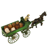 1920’s Cast Iron Kenton Horse Drawn Green Wagon With Driver