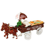 Cast Iron Horse Drawn Fruit and Vegetable Wagon