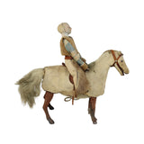 Extremely Rare 1900 German Hide Covered Wind-Up Bucking Bronco with Well-Dressed Rider