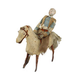 Extremely Rare 1900 German Hide Covered Wind-Up Bucking Bronco with Well-Dressed Rider