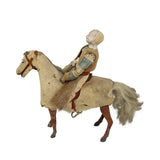 Extremely Rare 1900 German Hide Covered Wind-Up Bucking Bronco with Well-Dressed Rider