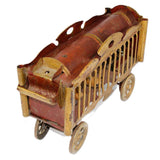 Antique Tin Circus Wagon Lion Cage With Wind-Up Roaring Lion