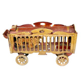 Antique Tin Circus Wagon Lion Cage With Wind-Up Roaring Lion