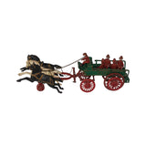 Kenton Hubley Dent Antique Cast Iron Three Horse Fire Patrol Wagon with Firemen