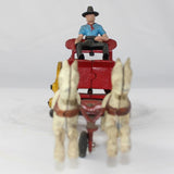 Vintage Cast Iron Two Horse Wagon & Cowboy