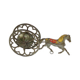 Antique Cast Iron and Tin Horse Pulling Bell Wagon