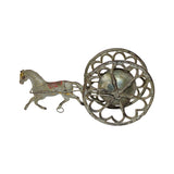 Antique Cast Iron and Tin Horse Pulling Bell Wagon