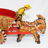 1930’s Louis Marx Wind-Up Tin Litho- Donkey Cart with Driver & Box