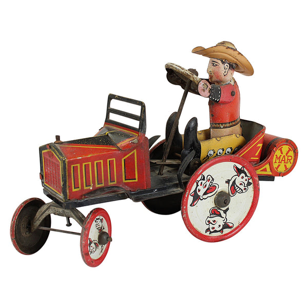 Early 1930's Marx Tin Wind-Up Cowboy Whoopee Car