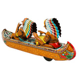 Rare Tin Lithograph Tom Tom Indian Friction Drive Canoe Boat