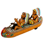 Rare Tin Lithograph Tom Tom Indian Friction Drive Canoe Boat