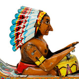 Rare Tin Lithograph Tom Tom Indian Friction Drive Canoe Boat
