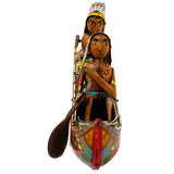 Rare Tin Lithograph Tom Tom Indian Friction Drive Canoe Boat