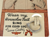 1950's Gene Autry Horseshoe Nail Ring on Original Retailers Card Stock