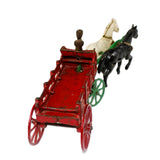 Antique Kenton Cast Iron Green & Red Stake Horse Drawn Wagon With Driver