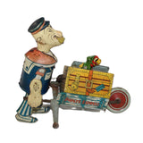 1930’s Marx Mechanical Tin Litho Wind-Up Popeye Express Baggage Carrier With Moving Parrot