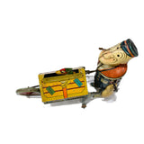 1930’s Marx Mechanical Tin Litho Wind-Up Popeye Express Baggage Carrier With Moving Parrot