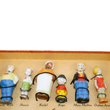 Very Rare 1930’s German Made 12 Bisque Nodders Cartoon Characters In Original Box