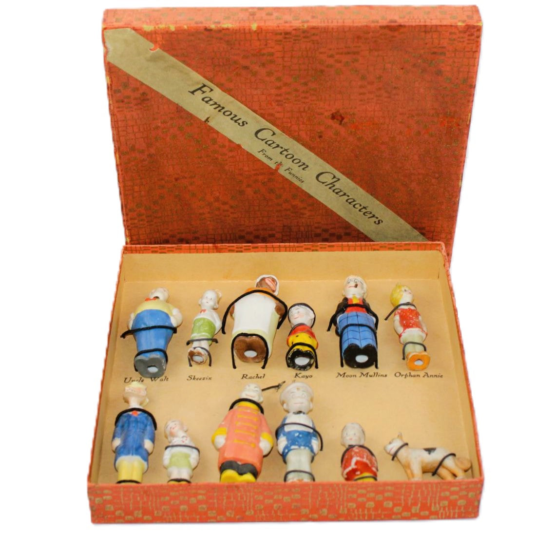 Very Rare 1930’s German Made 12 Bisque Nodders Cartoon Characters In O